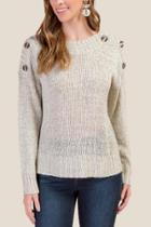 Francesca's Maria Button Shoulder Sweater - Sand