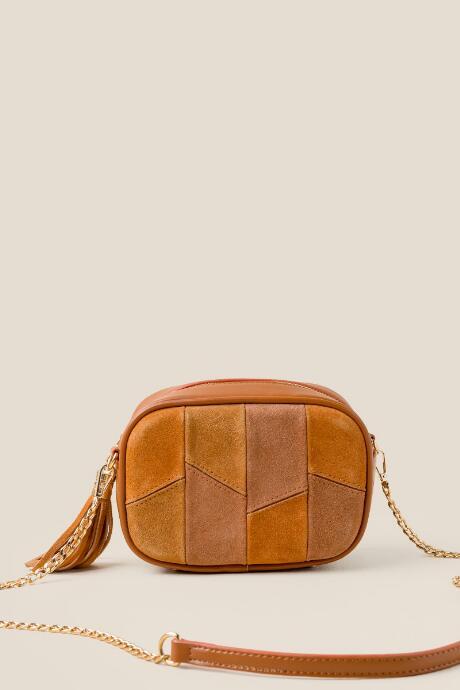 Francesca's Tatiana Patchwork Crossbody - Tan