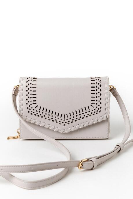 Francesca's Molly Perforated Wallet - Light Gray