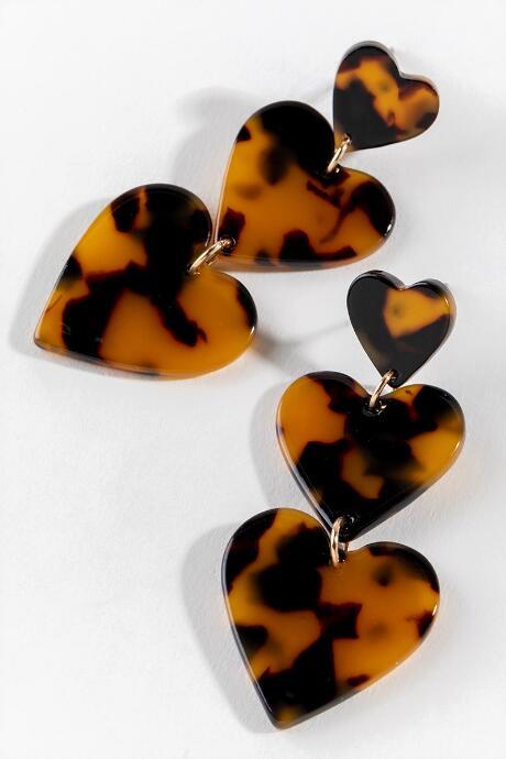 Francesca Inchess Joy Tortoise Heart Linear Earrings - Tortoise