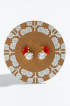 Francesca's Cubic Zirconia Santa Hat Earrings - Red