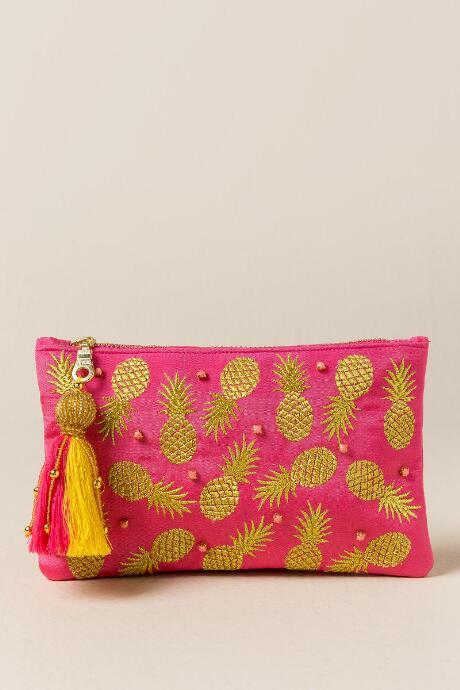 Francesca's Maelys Pineapple Tassel Clutch - Neon Pink