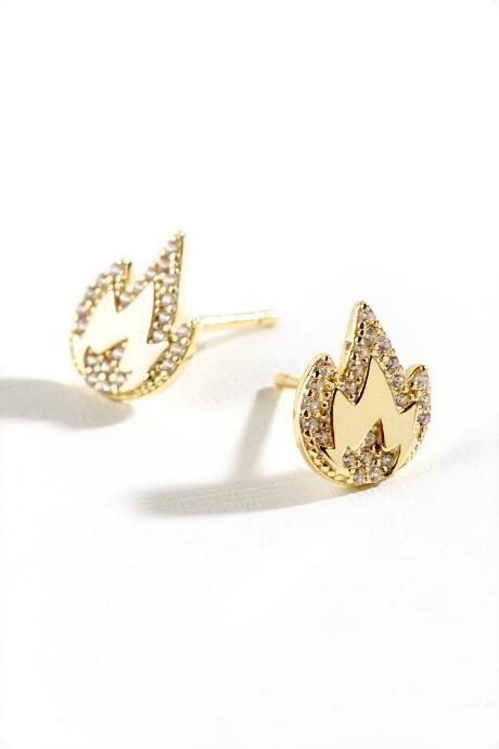 Francesca Inchess Posie Crystal Flame Stud Earrings - Crystal