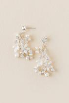 Francesca's Curated Collection Floral Drop Earring In Silver - Ivory
