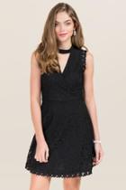 Francescas Mazie Gigi Surplus Lace A-line Dress - Black