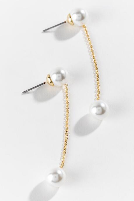 Francesca's Jada Linear Pearl Earrings - Pearl