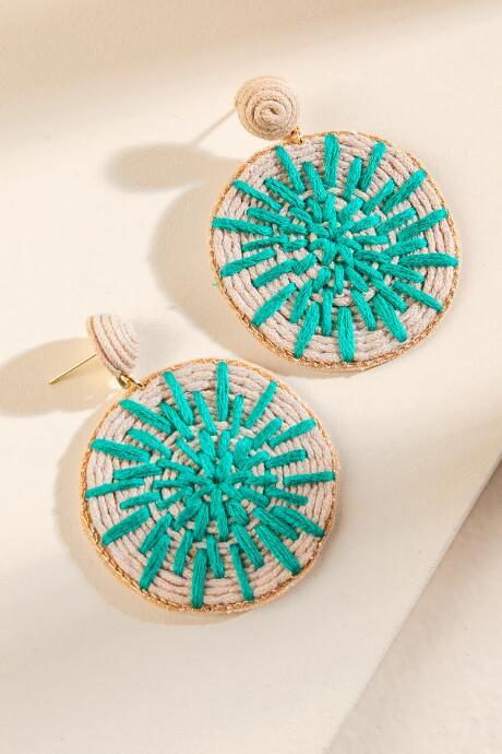 Francesca's Cassey Woven Statement Earrings - Green