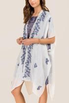Francesca Inchess Kalea Embroidered Ruana In White - White