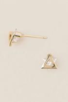 Francesca's Jensen Cubic Zirconia Triangle Stud Earring - Crystal