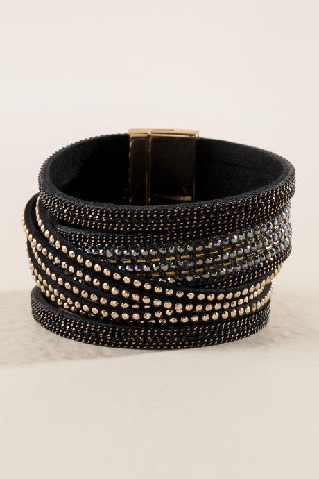 Francesca's Francia Studded Wrap Bracelet - Black