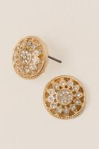 Francesca's Josie Antique Flower Stud Earring - Gold