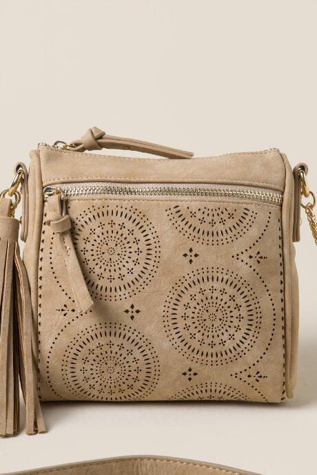 Francescas Nicola Mini Medallion Crossbody - Tan