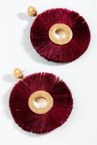 Francesca's Lindsey Round Tassel Earrings - Burgundy