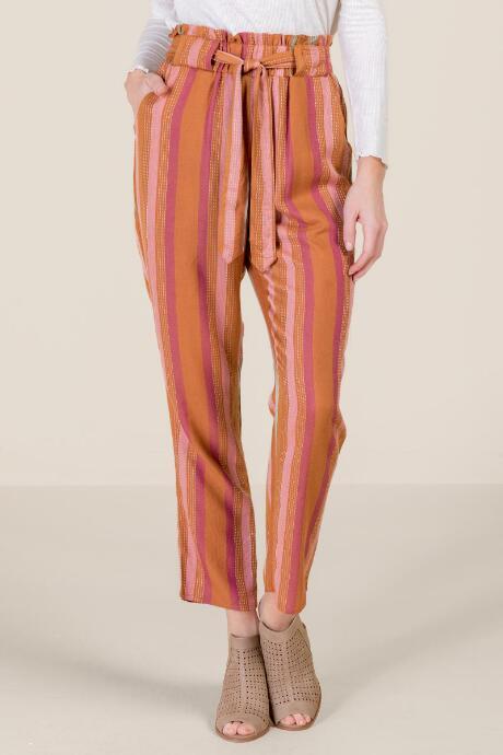 Francesca's Alayna Tie Front Tapered Pants - Cinnamon
