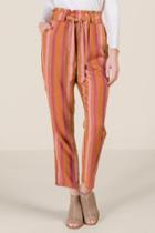 Francesca's Alayna Tie Front Tapered Pants - Cinnamon