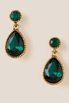 Francesca's Jenica Glass Teardrop Earrings In Emerald - Emerald