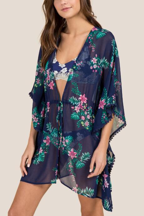 Francesca Inchess Brandy Chiffon Kimono Cover-up - Navy