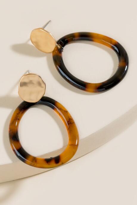 Francesca's Cassidy Tortoise Drop Hoops - Amber