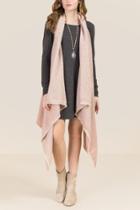 Francesca's Elizabeth Textured Woven Vest Ruana - Mauve