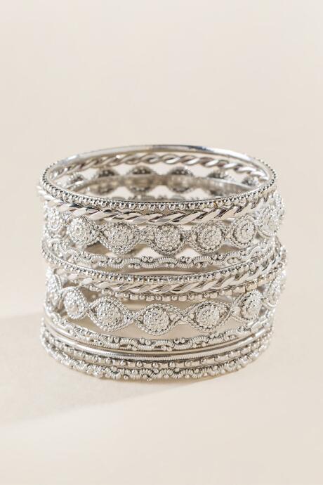 Francesca's Candice Multi Bangle Set - Silver