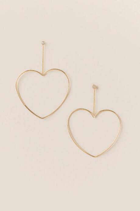 Francesca's Mya Heart Drop Hoops - Gold
