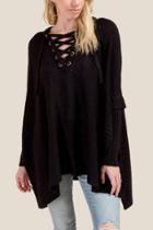 Francesca Inchess Bailey Lace Up Poncho - Black