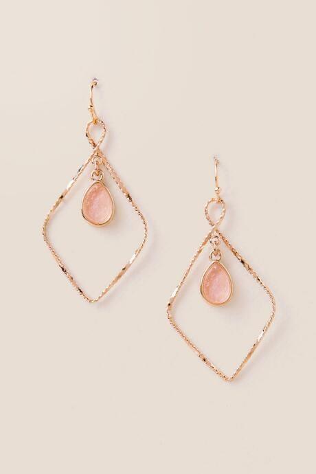 Francesca's Alanna Druzy Metal Drop Earring - Blush