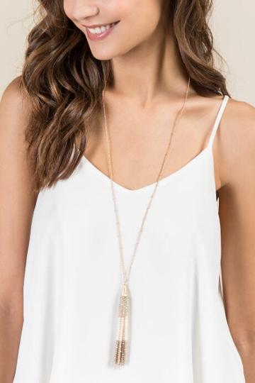 Francesca's Millie Glass Bead Pendant In Champagne - Crisp Champagne