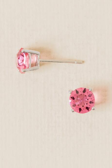 Francesca's Axelle Swarovski Stud Earring In Pink - Pink