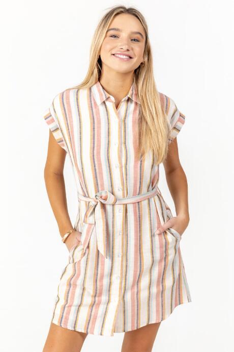 Francesca's Trisha Stripe Shirt Dress - Ivory