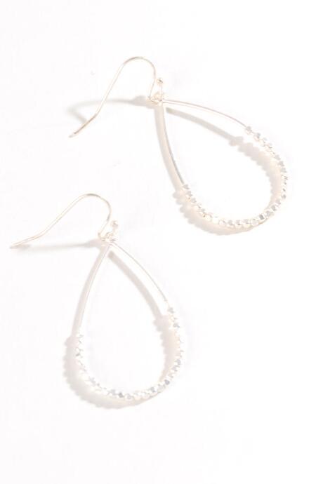 Francesca's Jennifer Beaded Teardrop Earrings - Silver