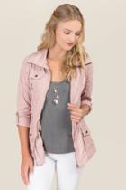 Ashley Benson Floral Embroidered Anorak Jacket - Blush