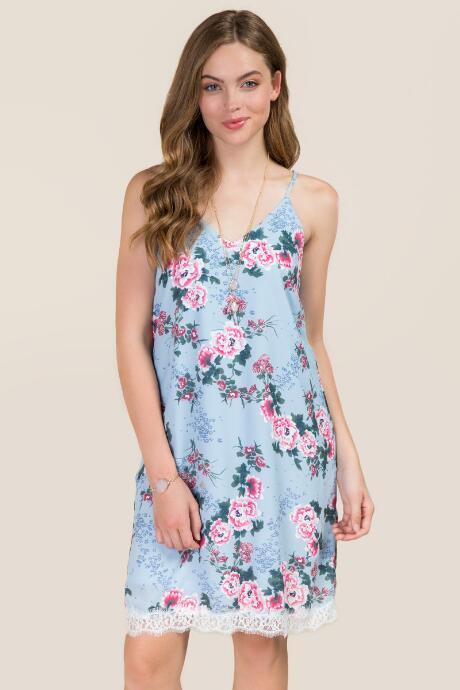Mi Ami Pandora Floral Shift Dress - Oxford Blue