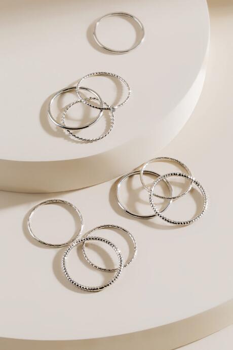 Francesca's Hadley Stacking Ring Set In Silver - Silver