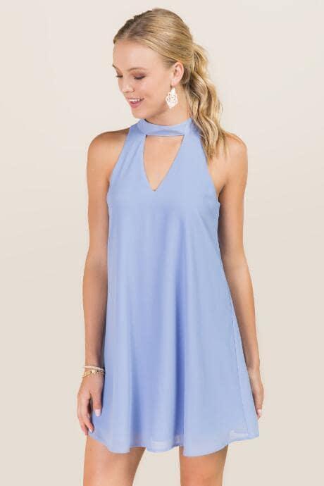 Blue Rain Aeryn Gigi Neck Shift Dress - Oxford Blue