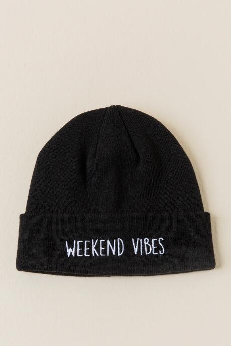 Francesca's Weekend Vibes Beanie - Black