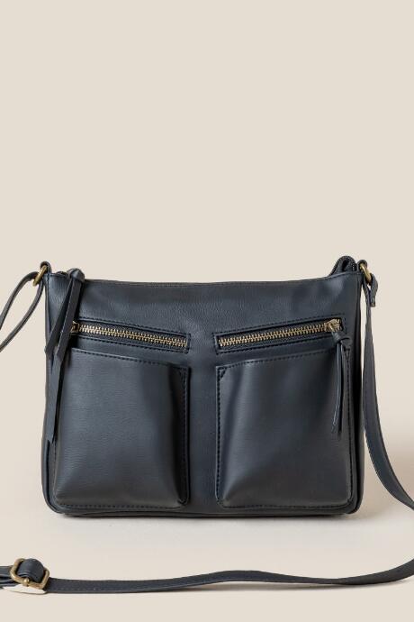 Francesca's Alani Double Pocket Crossbody - Black
