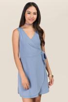 Alya Chantale Knit Wrap Dress - Oxford Blue
