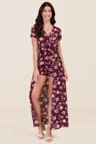 Francesca's Evelyn Floral Maxi Romper - Wine