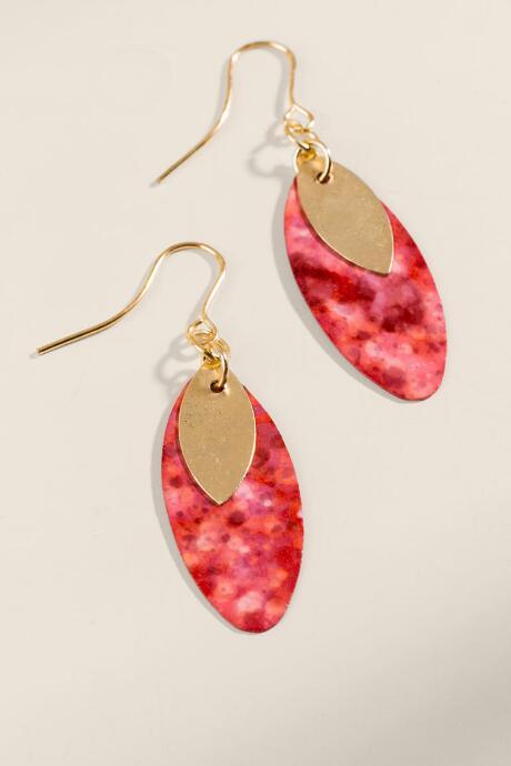 Francesca's Tiffany Oval Patina Drop Earrings - Rust