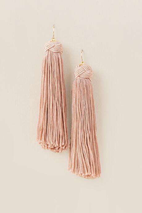 Francesca's Elaine Top Knot Tassel Earrings - Peach