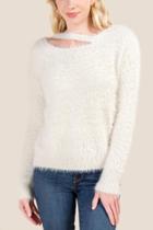 Francesca's Juliet Cozy Cut Out Sweater - Ivory