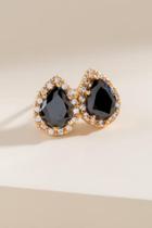 Francesca's Lizbeth Stone Teardrop Stud Earrings - Black