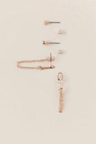 Francesca's Aven Triangle Chain Stud Earring Set - Rose/gold