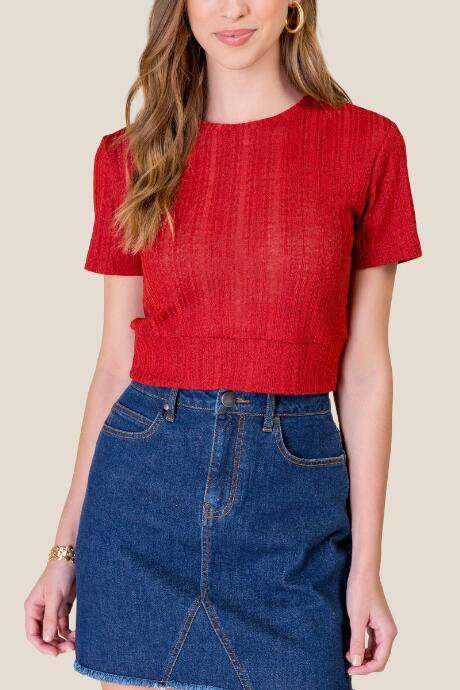 Francesca's Alexandra Novelty Ribbed Top - Cinnamon