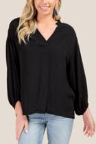 Francesca Inchess Mika Long Sleeve Blouse - Black