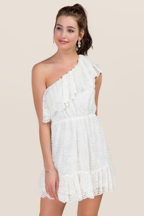 Francesca's Theodosia Ruffle A-line Dress - Ivory
