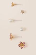 Francesca's Henley Flower Pearl Stud Earring Set - Multi