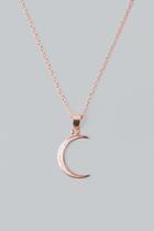 Francesca Inchess Crescent Moon Crystal Pendant - Rose/gold