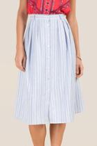 Francesca Inchess Riley Striped Mid Length Skirt - Oxford Blue